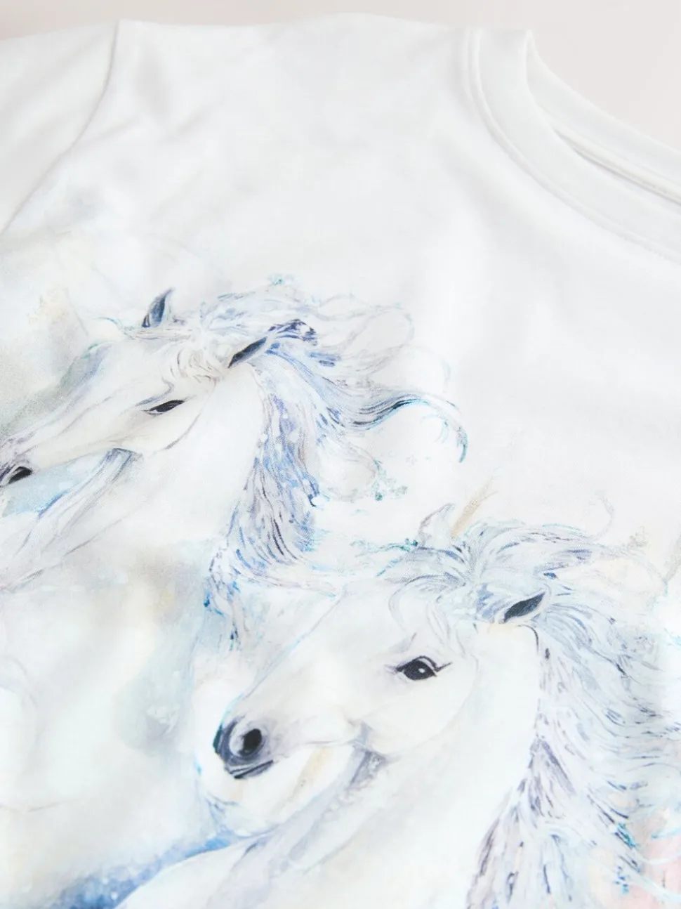 White Horses Oversized Graphic Print T-Shirt (3-16yrs)