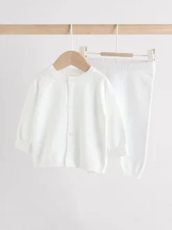 White Knitted Baby Jumper And Legging Set (0-12mths)
