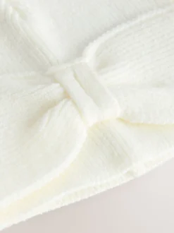 White Knitted Bow Baby Turban Hat (0mths-2yrs)