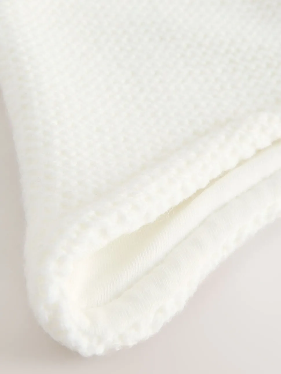 White Knitted Double Pom Baby Trapper Hat