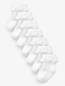 White Lace Baby Socks 7 Pack (0mths-2yrs)