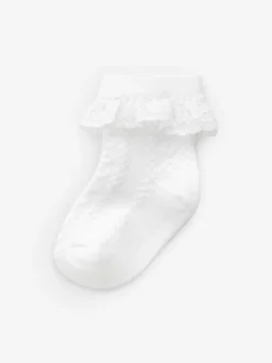 White Lace Baby Socks 7 Pack (0mths-2yrs)