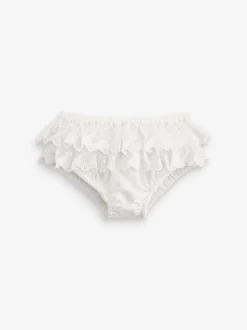 White Lace Frill Baby 100% Cotton Knickers (0mths-2yrs)