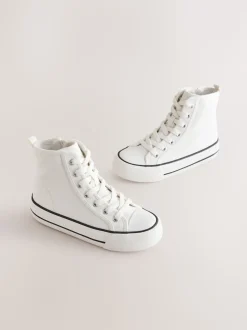 White Lace-Up High Top Trainers