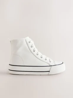 White Lace-Up High Top Trainers