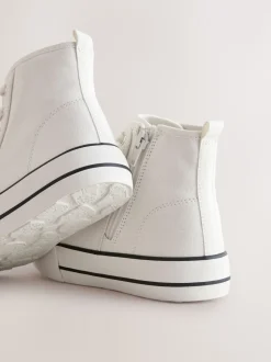 White Lace-Up High Top Trainers
