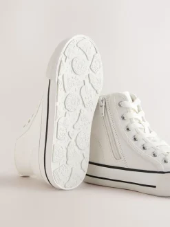 White Lace-Up High Top Trainers