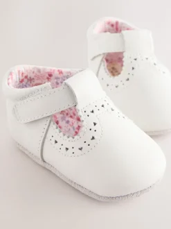 White Leather Baby T-Bar Shoes (0-24mths)