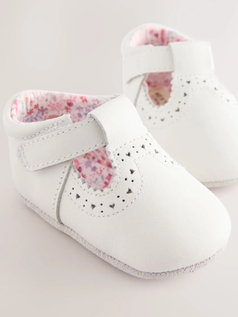 White Leather Baby T-Bar Shoes (0-24mths)