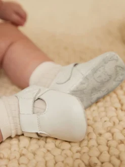 White Leather Baby T-Bar Shoes (0-24mths)