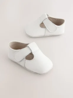 White Leather Baby T-Bar Shoes (0-24mths)