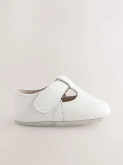 White Leather Baby T-Bar Shoes (0-24mths)