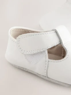 White Leather Baby T-Bar Shoes (0-24mths)