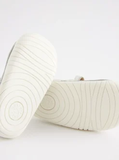 White Leather Wide Fit (G) Crawler Mary Jane Shoes