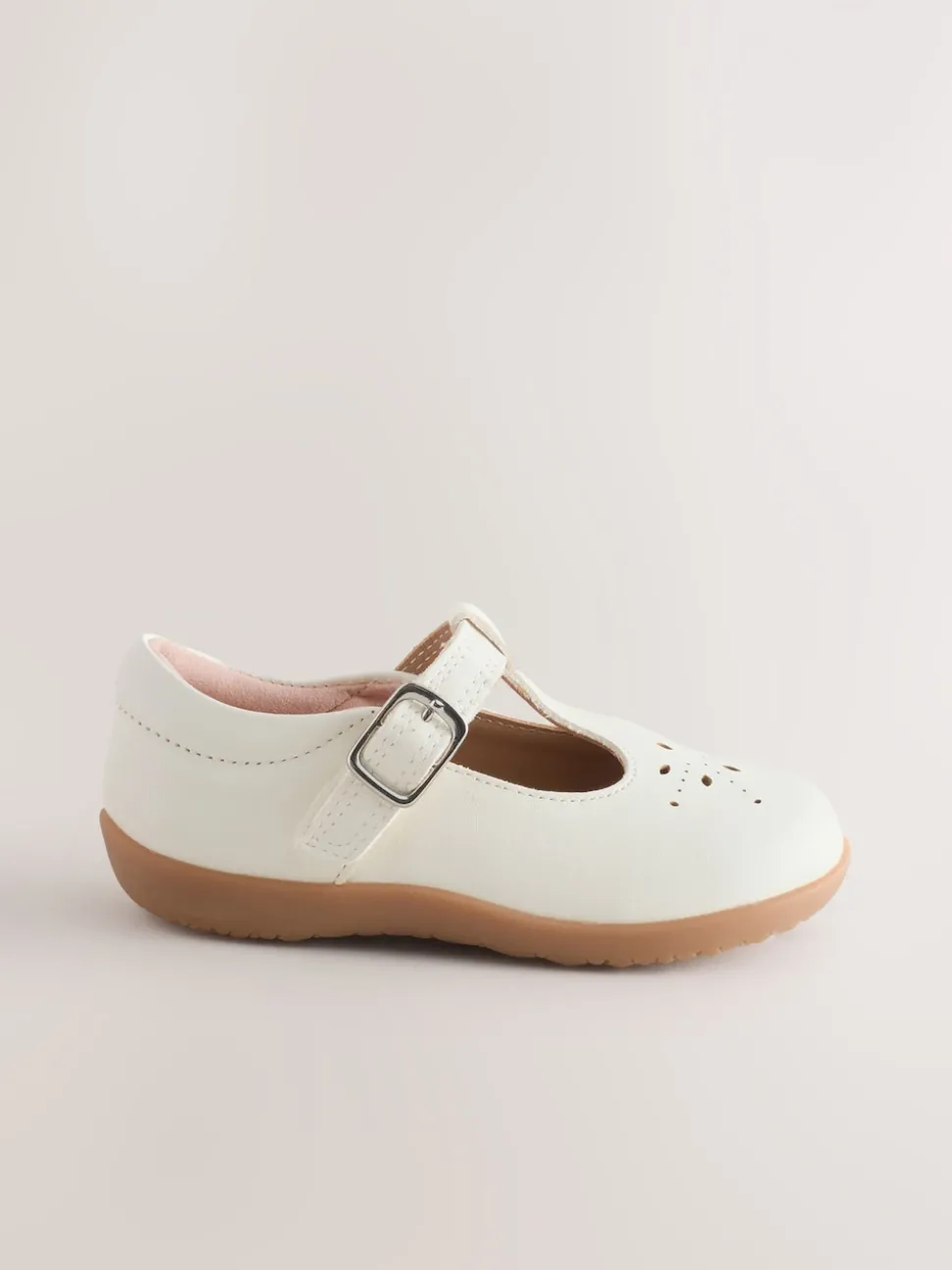 White Leather Wide Fit (G) First Walker T-Bar Touch Fastening Shoes