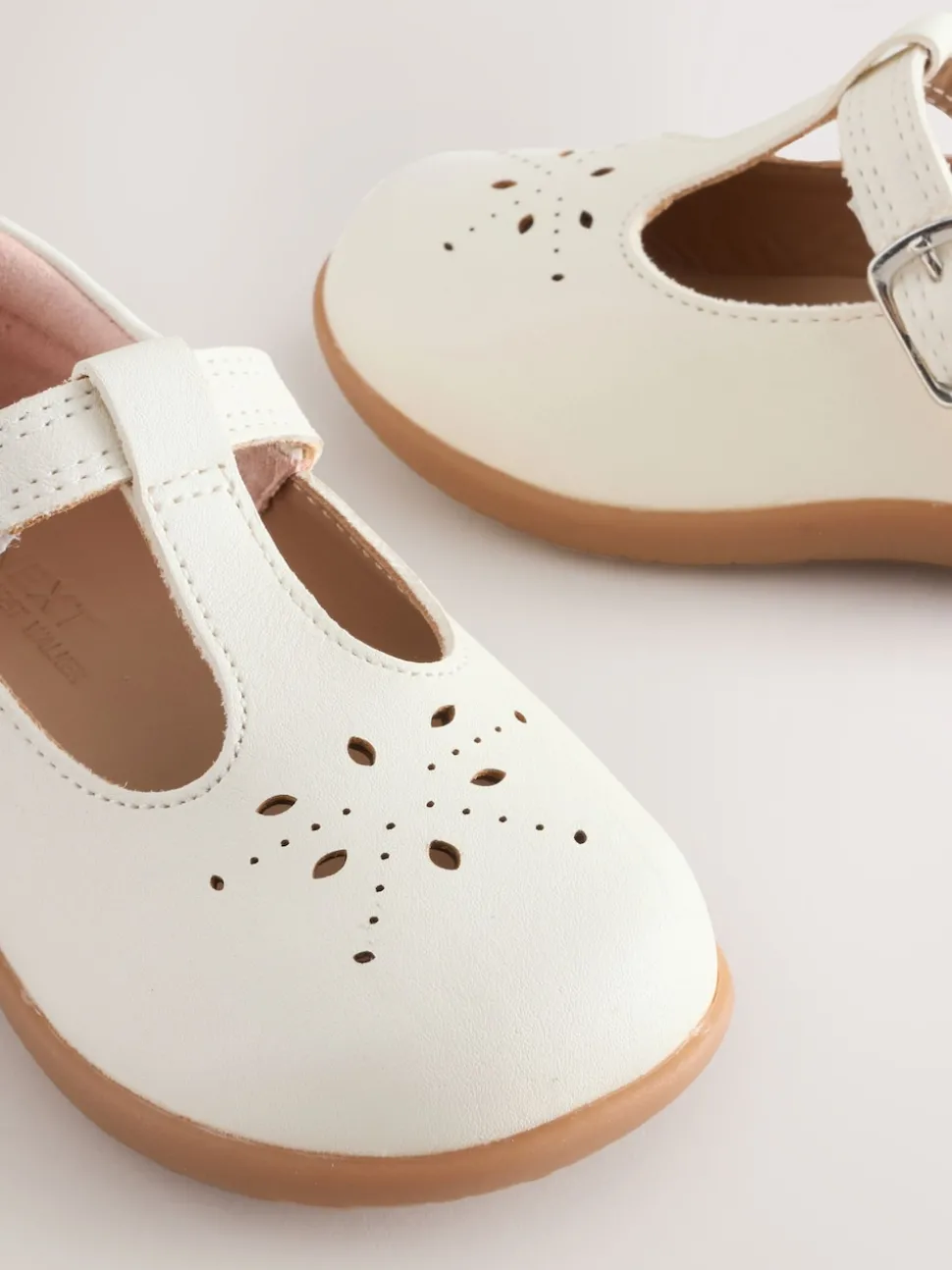 White Leather Wide Fit (G) First Walker T-Bar Touch Fastening Shoes