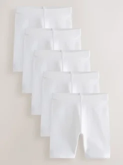 White Longer Length 5 Pack Cotton Rich Stretch Cycle Shorts (3-16yrs)