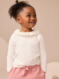 White Long Sleeve Collar Top (3mths-7yrs)
