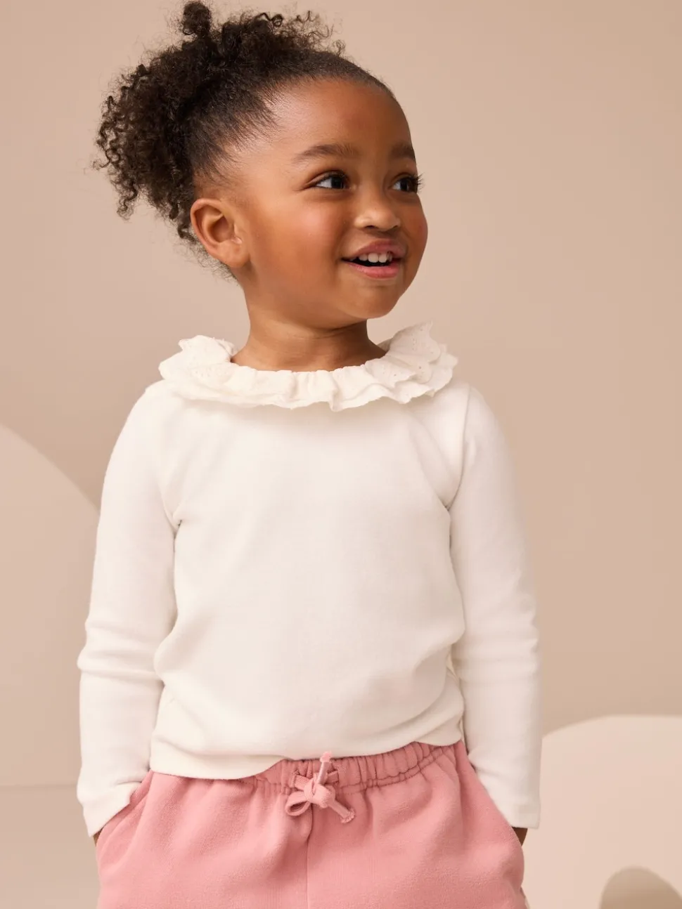 White Long Sleeve Collar Top (3mths-7yrs)