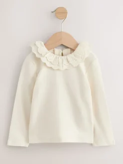 White Long Sleeve Collar Top (3mths-7yrs)