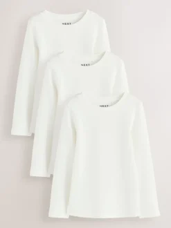 White Long Sleeve Ribbed Tops 3 Pack (3-16yrs)
