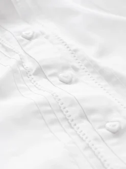 White Long Sleeve Scalloped Lace Trim School Blouse (3-14yrs)