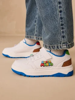 White Mario Elastic Lace Trainers
