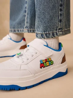 White Mario Elastic Lace Trainers