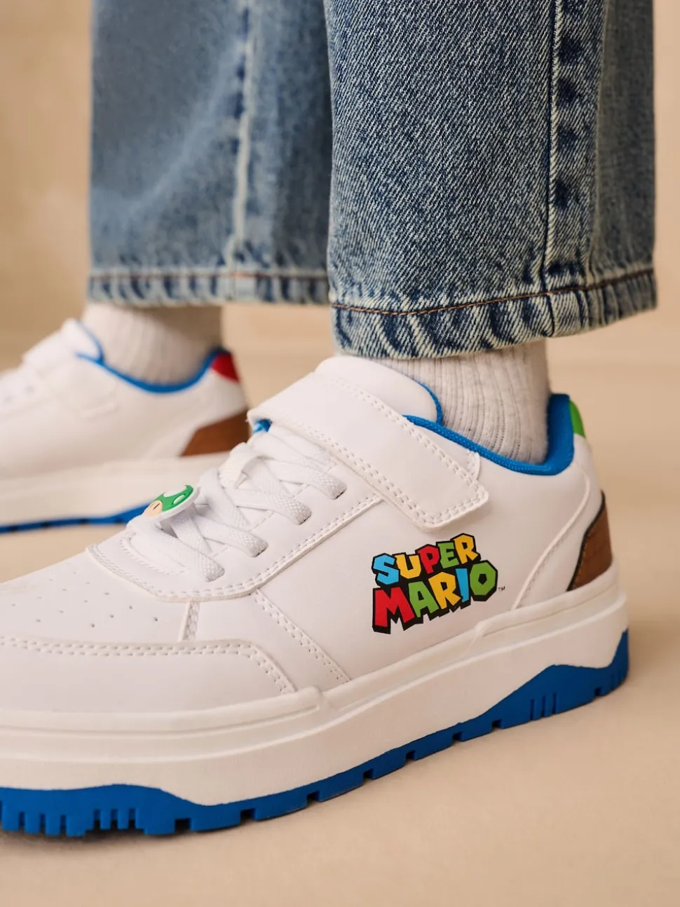 White Mario Elastic Lace Trainers