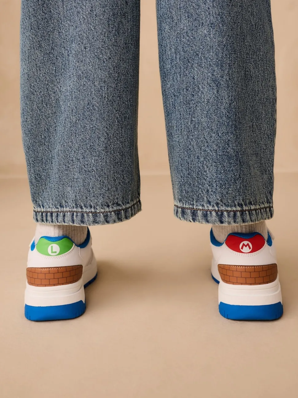 White Mario Elastic Lace Trainers