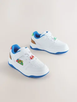 White Mario Elastic Lace Trainers