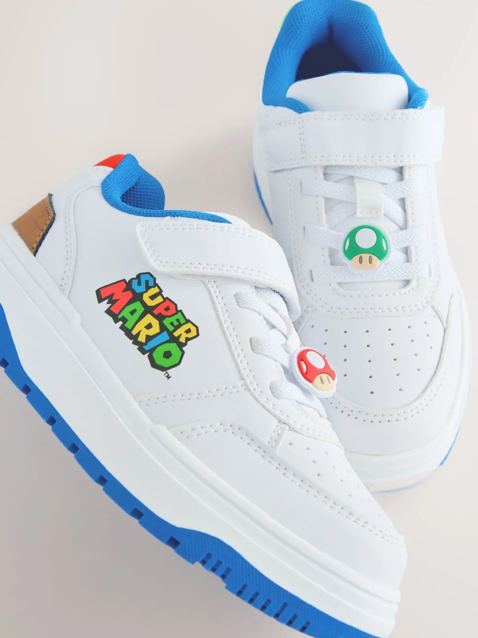 White Mario Elastic Lace Trainers
