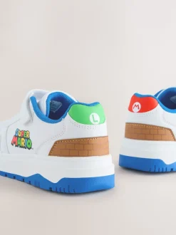 White Mario Elastic Lace Trainers