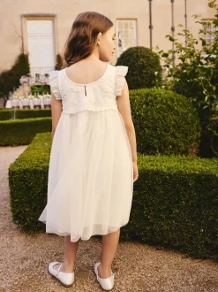 White Mesh Flower Girl Dress (3-16yrs)