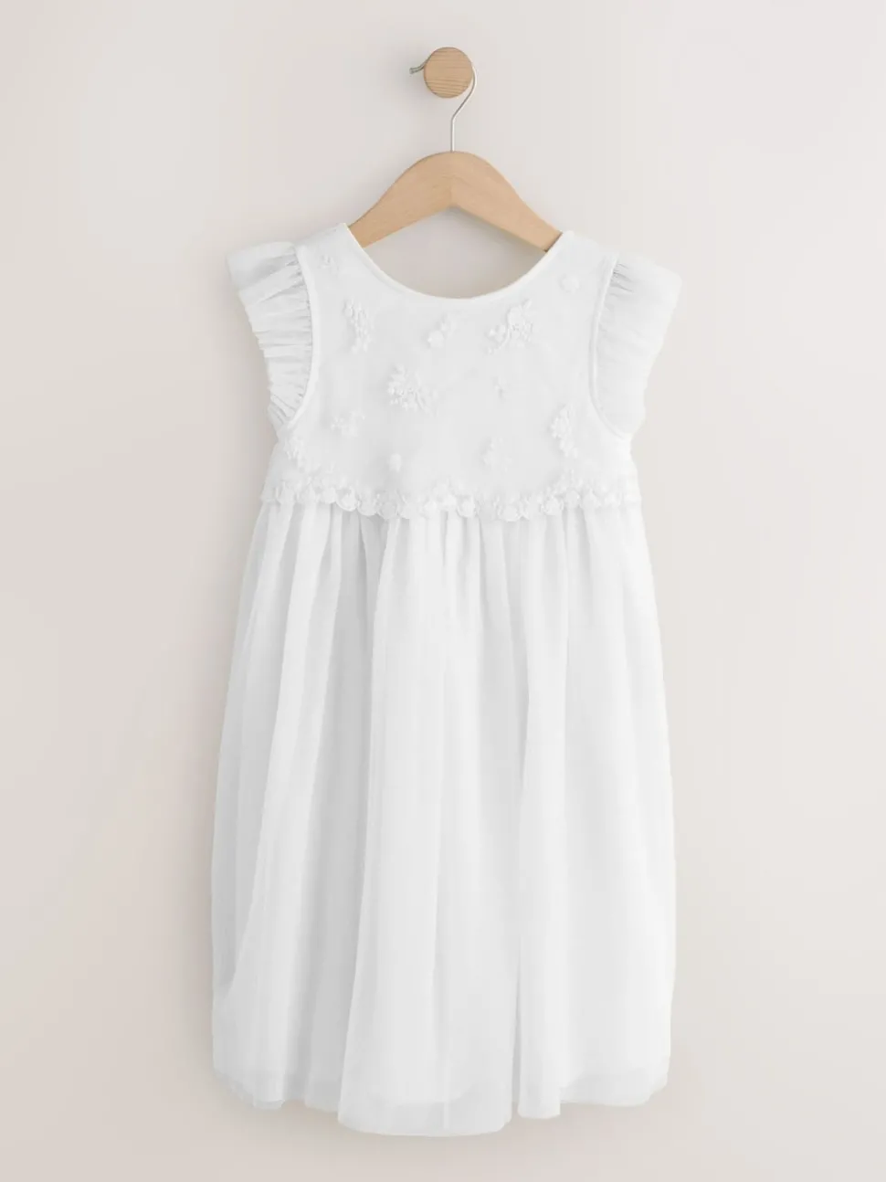 White Mesh Flower Girl Dress (3-16yrs)