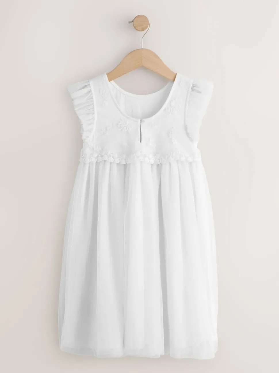White Mesh Flower Girl Dress (3-16yrs)