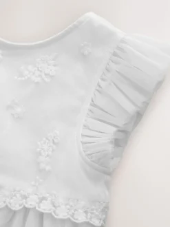 White Mesh Flower Girl Dress (3-16yrs)