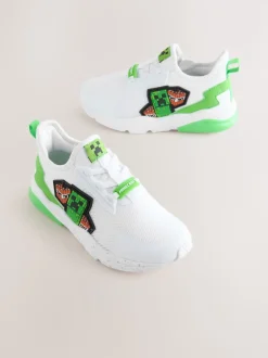 White Minecraft Elastic Lace Trainers