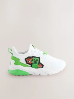 White Minecraft Elastic Lace Trainers