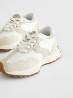 White Neutral Lace-Up Chunky Trainers