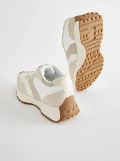 White Neutral Lace-Up Chunky Trainers