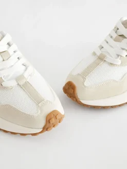 White Neutral Lace-Up Chunky Trainers
