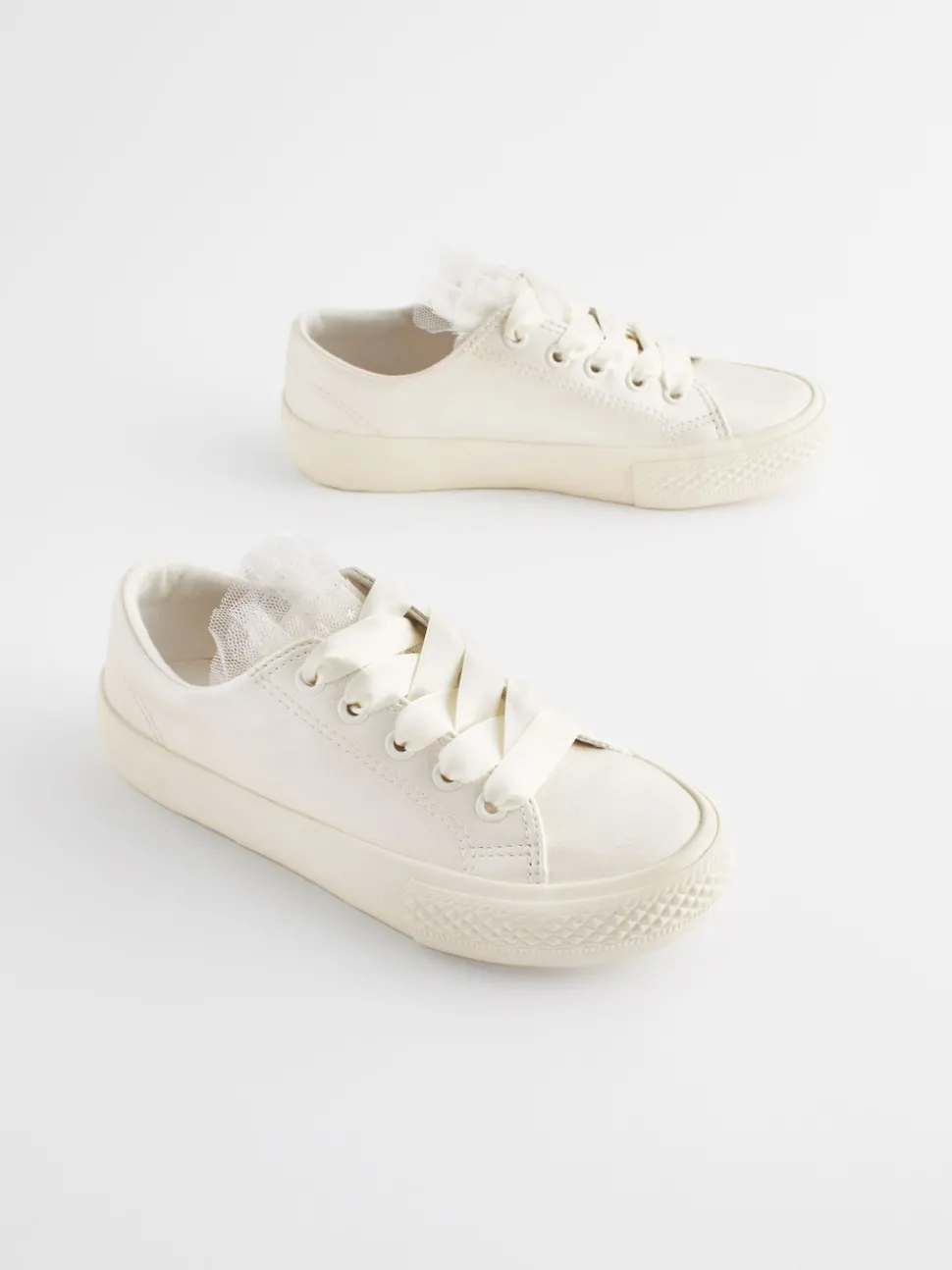 White Occasion Tulle Lace-Up Trainers