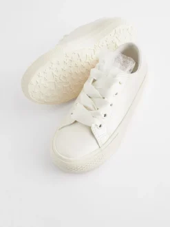 White Occasion Tulle Lace-Up Trainers
