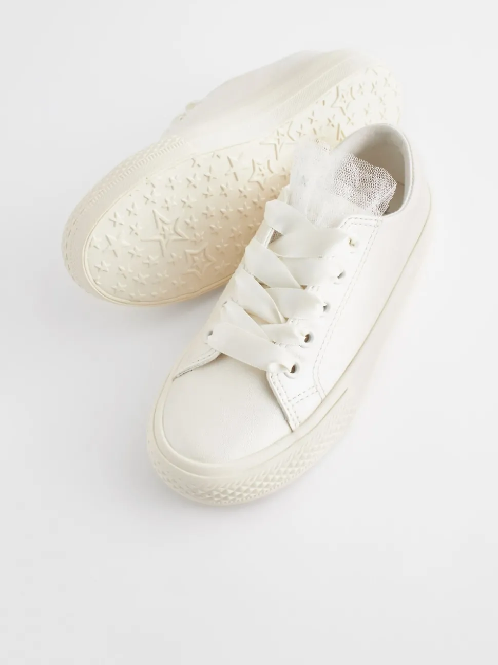 White Occasion Tulle Lace-Up Trainers