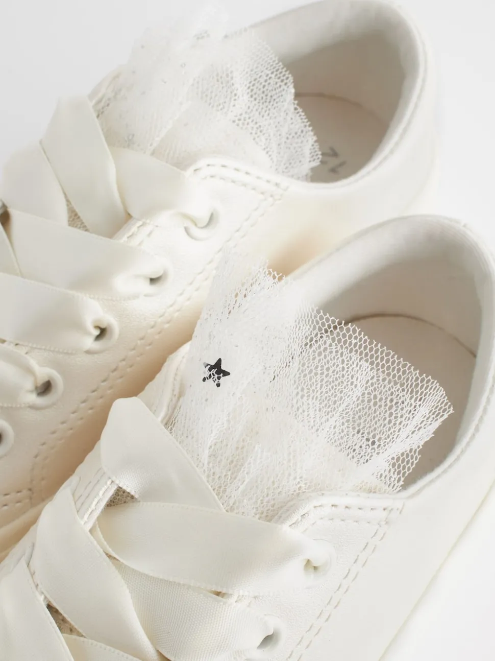 White Occasion Tulle Lace-Up Trainers