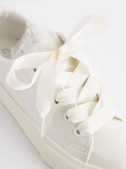 White Occasion Tulle Lace-Up Trainers