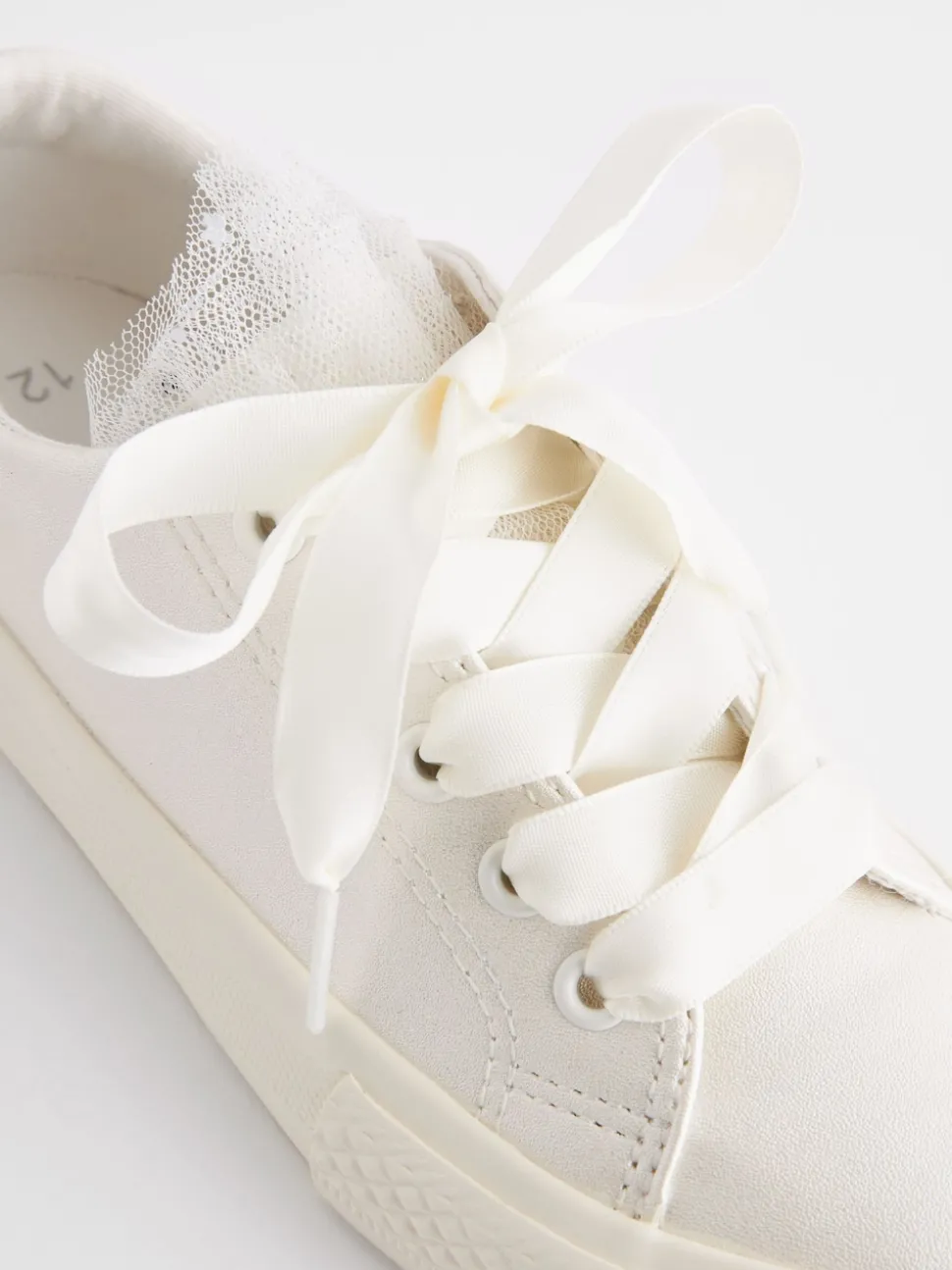 White Occasion Tulle Lace-Up Trainers