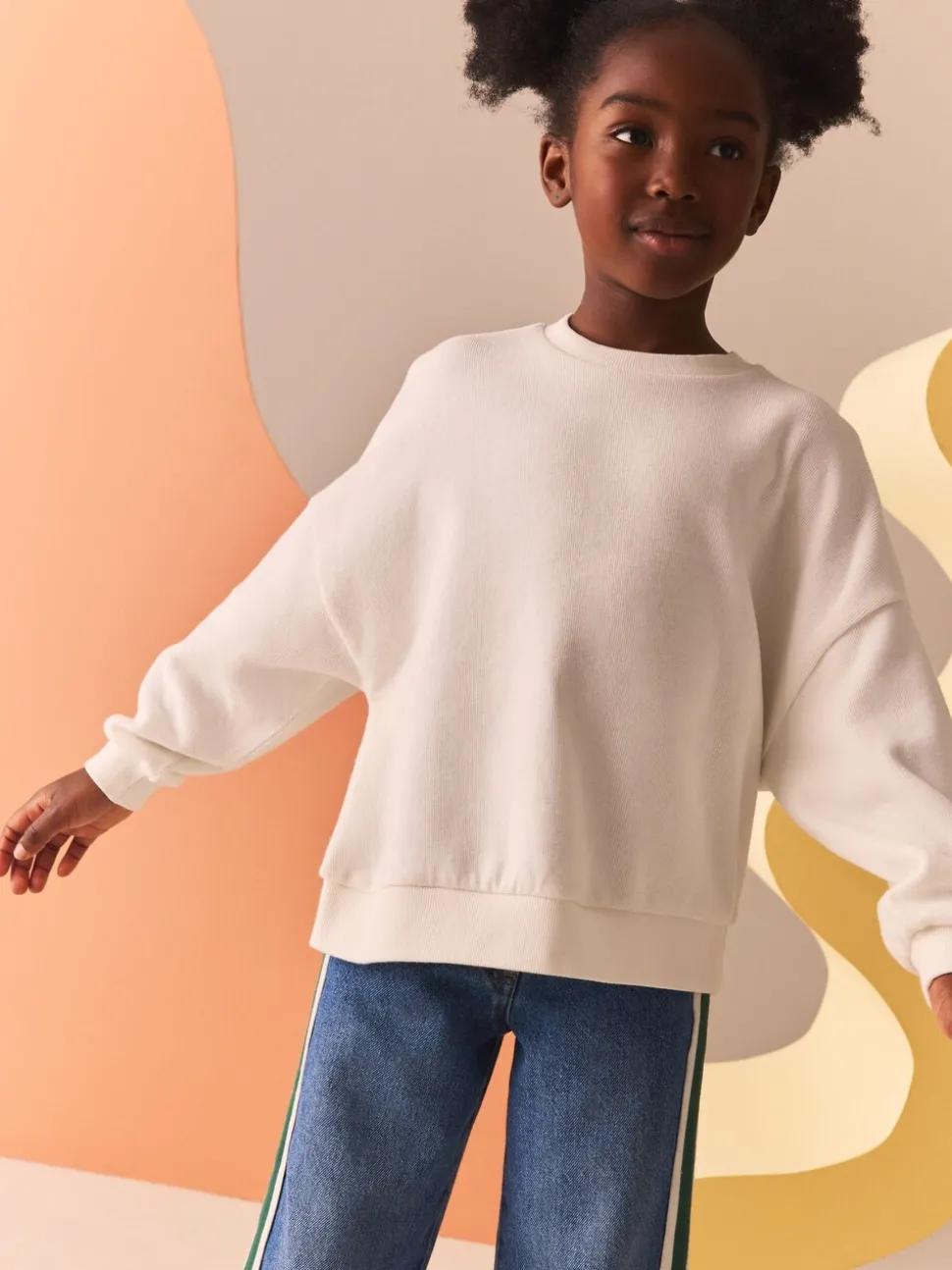 White Oversized Cosy Rib Sweatshirt (3-16yrs)