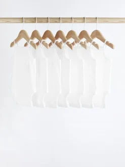 White 7 Pack Baby Strappy Bodysuits